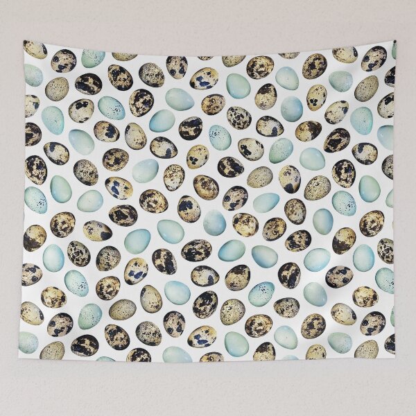 Item preview, Celadon and spotted quail eggs on white  designed and sold by saint-shores.