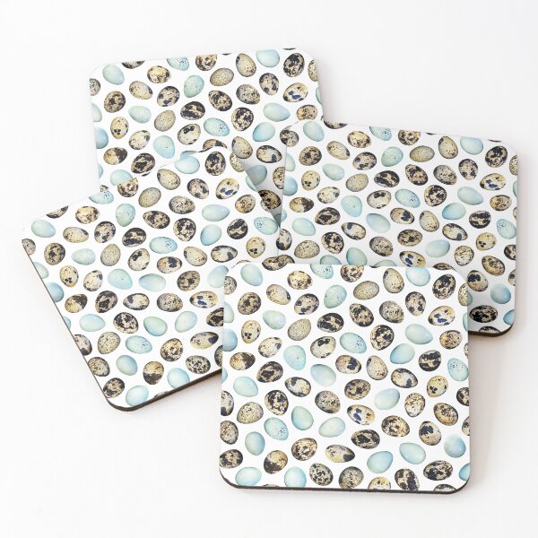 Item preview, Celadon and spotted quail eggs on white  designed and sold by saint-shores.