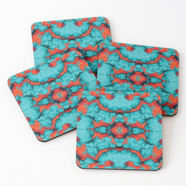 Item preview, Kaleidoscopic Cloudy Marble Seamless Pattern Teal and Orange designed and sold by Reconocer.