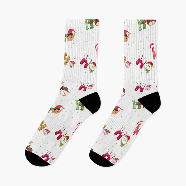 Item preview, X-mas, x mas, xmas, christmas pattern reindeer, snowman, socks, snowflakes, Ho Ho Ho, elf, santa designed and sold by MMTMK.