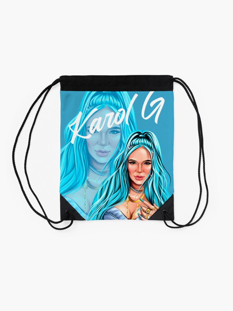 Disover Rectangle Karol G with Blue Hair Illustration       Drawstring Bag