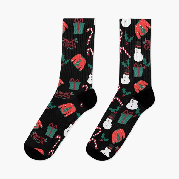 Item preview, X-mas, x mas, xmas, christmas pattern christmas tree, snowman, socks, snowflakes, candy cane, present, santa designed and sold by MMTMK.