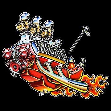 Canvas Print Detailed hot road engine with skull tattoo - PIXERS.US