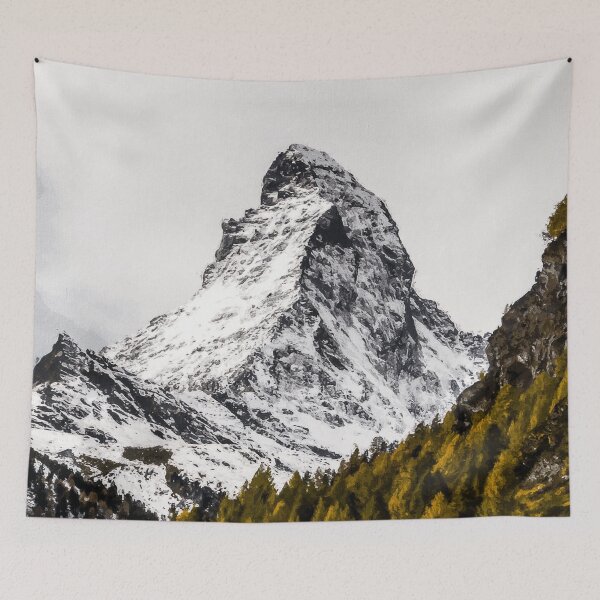Item preview, Matterhorn Mountain Switzerland Zermatt, European Swiss Alps Mountains, Winter Matterhorn Landscape Oil Paint, Switzerland Highest Peak designed and sold by Paintcorner.