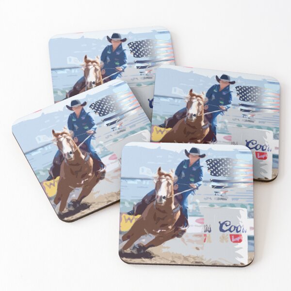 Item preview, Barrel Racing Rider on Horse + USA Flag designed and sold by BlackGloveDsign.