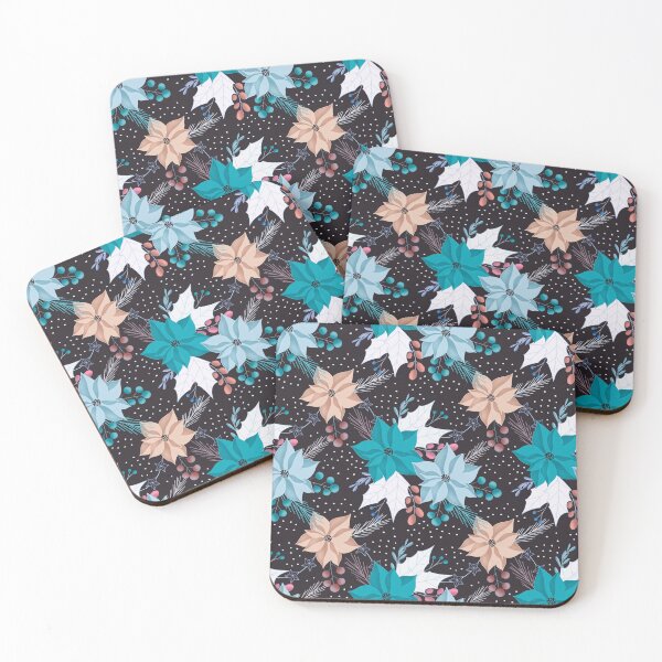 Item preview, Christmas Poinsettia - Turquoise designed and sold by JaselviiStudio.