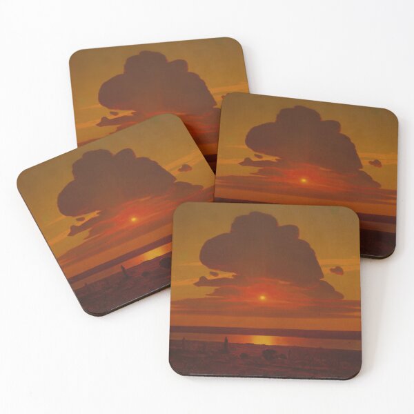 Item preview, Sunset painting, Sunset Artwork, Red Sunset on the Dnieper designed and sold by danaJG.