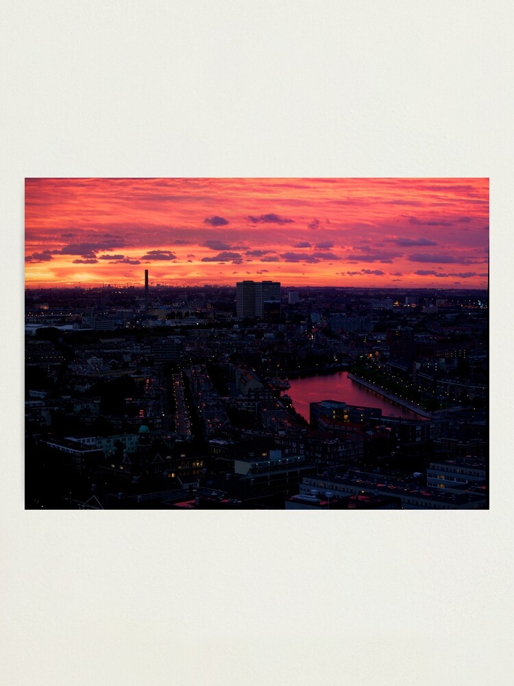 Alternate view of Rotterdam at Sunset, from Euromast Photographic Print
