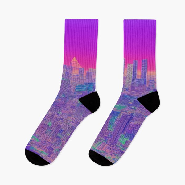 Artikelvorschau, Verpixelte Vaporwave-farbige Skyline von Tokio, Japan entworfen und verkauft von DesignerKin.