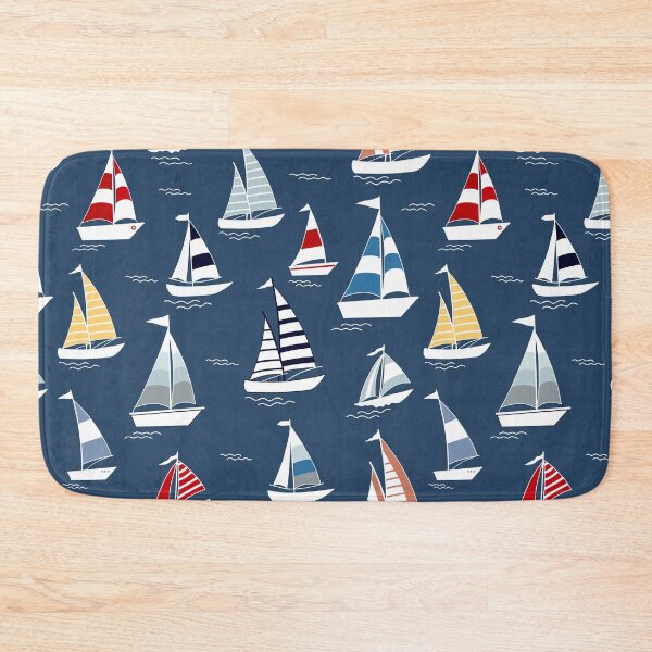 Item preview, Nautical Blue Sailboat Pattern designed and sold by newburyboutique.
