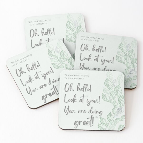 Item preview, Self-compassion reminder ~ Talk to yourself like you talk to your plants ~ Encouragement drawing  designed and sold by KatieCrommett.