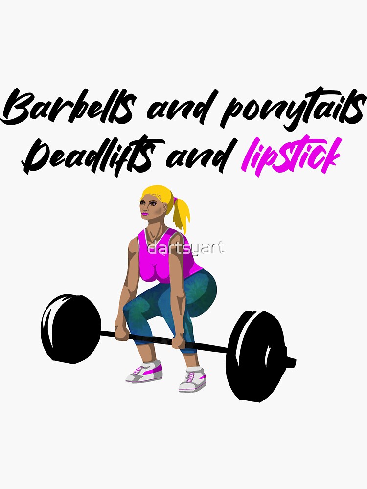 "Barbells and ponytails" Sticker for Sale by dartsyart Redbubble