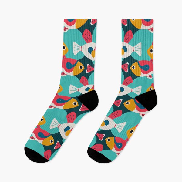 Item preview, Cute Fish Socks - 22A designed and sold by RunJumpJump.