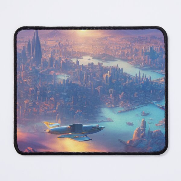 Item preview, A Blue Utopian Future City on a Blue World - Sunset designed and sold by DesignerKin.