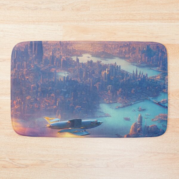 Item preview, A Blue Utopian Future City on a Blue World - Sunset designed and sold by DesignerKin.