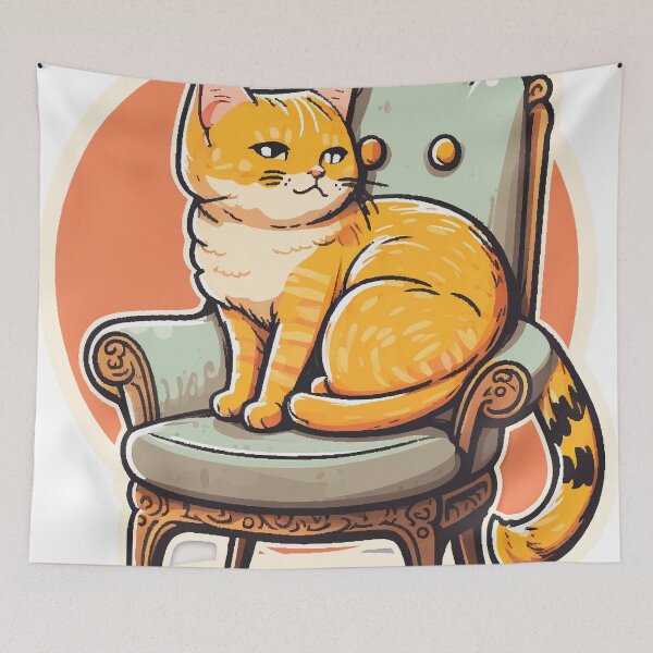 Item preview, Cute orange cat sitting on a chair designed and sold by vanessavolk.