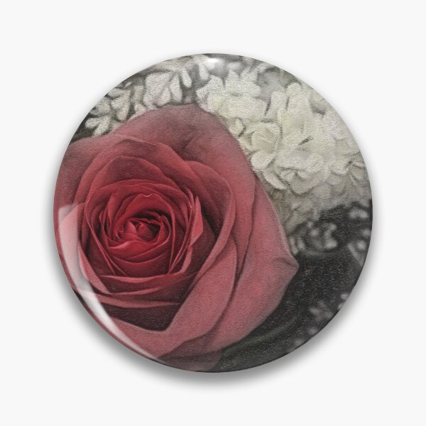 Item preview, Colorized charcoal sketch of perfect rose in bouquet designed and sold by BackyardProduct.