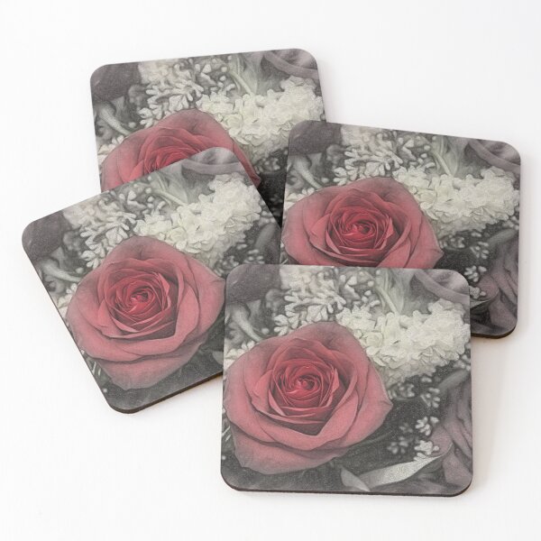 Item preview, Colorized charcoal sketch of perfect rose in bouquet designed and sold by BackyardProduct.