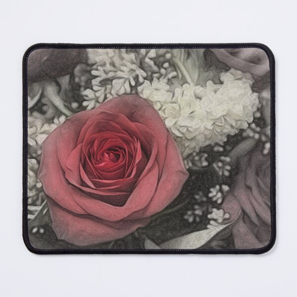 Item preview, Colorized charcoal sketch of perfect rose in bouquet designed and sold by BackyardProduct.