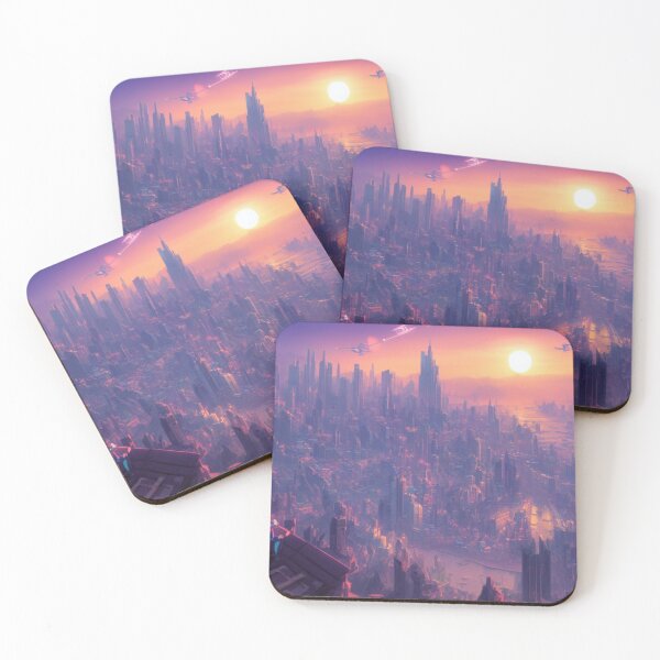 Item preview, A  Perfect Future City on a Pink World - Sunset designed and sold by DesignerKin.