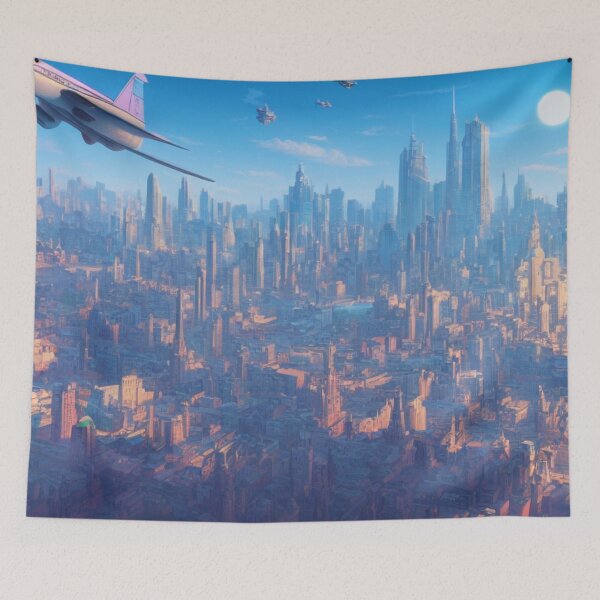 Item preview, A Future Utopian City on a Pink World - Sunset designed and sold by DesignerKin.
