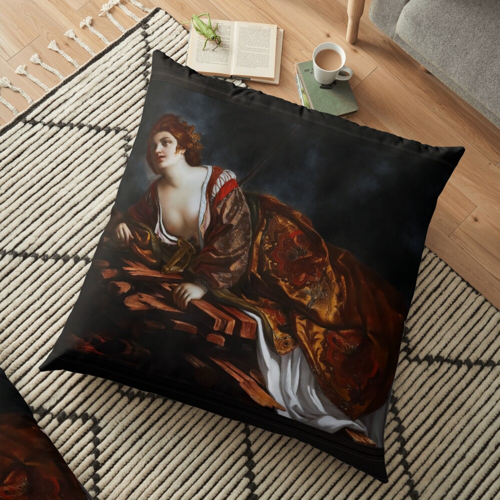 The Death Of Dido by Follower of Giovanni Francesco Barbieri - Death and Anguish 2 The Death Of Dido by Follower of Giovanni Francesco Barbieri Remastered Xzendor7 Classical Art Old Masters Reproductions Floor Pillow