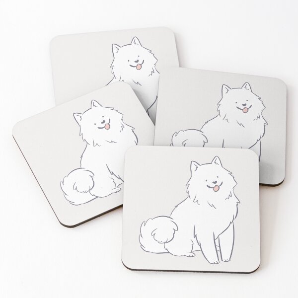 Item preview, Samoyed dog sitting cartoon illustration  designed and sold by Yarafantasyart.