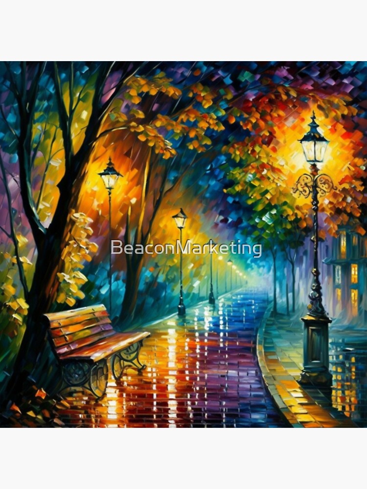 Rainy Night Oil Painting Textured Palette Knife Original Modern