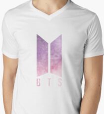 BTS LOGO PURPLE PINK WATERCOLOR Men's V-Neck T-Shirt