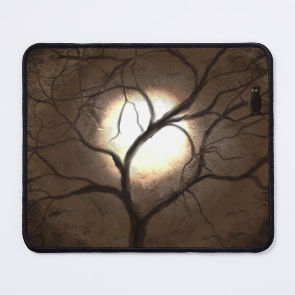 Item preview, Night owl on tree branch on a spooky night with luminous moon designed and sold by Jane Domenech.
