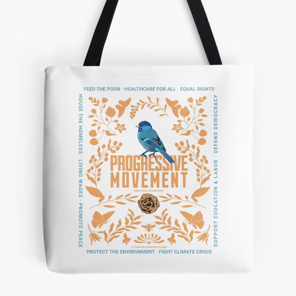 Item preview, PMD00011 Diseños de movimiento progresivo pájaro azul sobre motivo botánico de rosa floral en blanco para progresistas designed and sold by ProgressiveLeft.