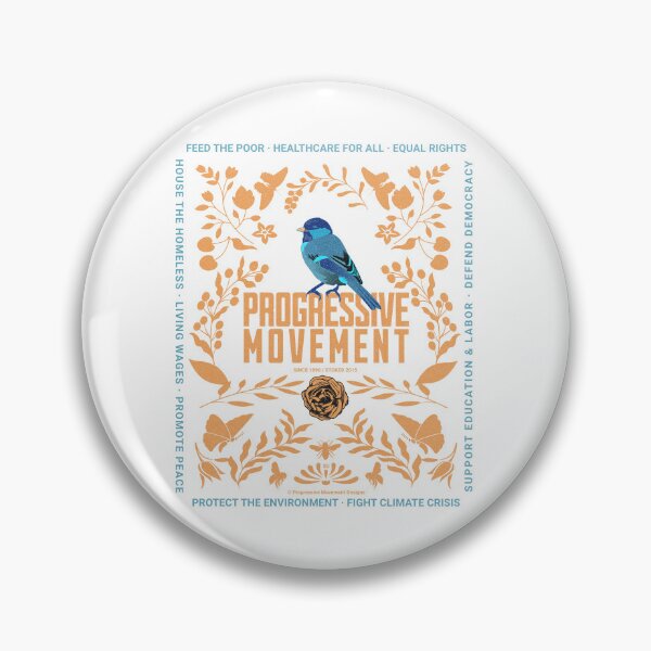 Artikelvorschau, PMD00011 Progressive Movement Designs blauer Vogel auf floralem Rosen-Botanikmotiv auf Weiß für Progressive entworfen und verkauft von ProgressiveLeft.