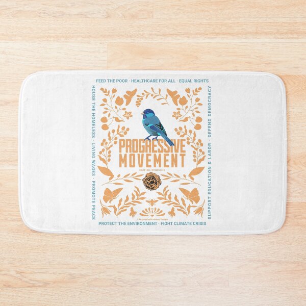 Aperçu de l'œuvre PMD00011 Progressive Movement Designs oiseau bleu sur motif floral rose botanique sur blanc pour progressistes créée et vendue par ProgressiveLeft.