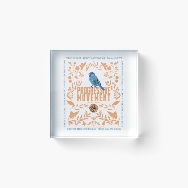 Artikelvorschau, PMD00011 Progressive Movement Designs blauer Vogel auf floralem Rosen-Botanikmotiv auf Weiß für Progressive entworfen und verkauft von ProgressiveLeft.
