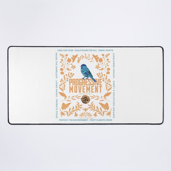 Artikelvorschau, PMD00011 Progressive Movement Designs blauer Vogel auf floralem Rosen-Botanikmotiv auf Weiß für Progressive entworfen und verkauft von ProgressiveLeft.