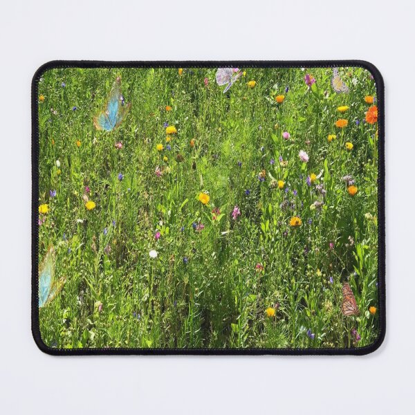 Item preview, 5 colorful angel butterflies over yellow dandelions and wild flowers in sunlight grass  designed and sold by Khala.