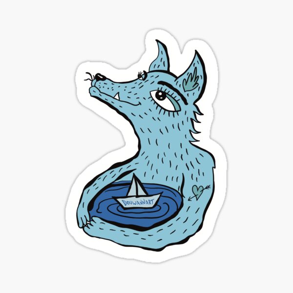Blue wolf and sea Sticker