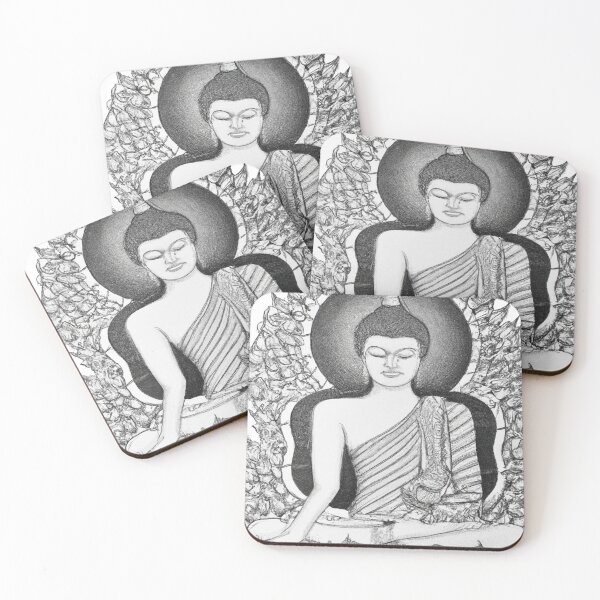 Item preview, Black and white drawing of a Buddha meditating; Zen Buddhism; Yoga; Search for enlightenment;Nirvana designed and sold by Ioana1.
