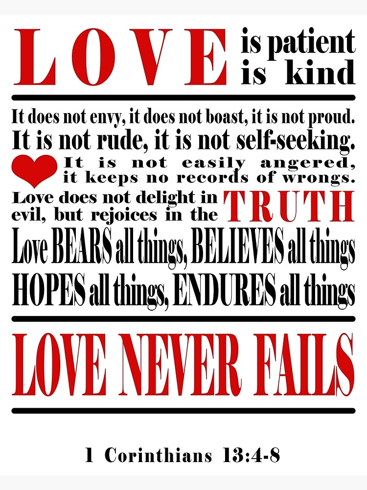  1 Corinthians 13 4 8 Typographic Art Poster For Sale By HannahRayner Redbubble