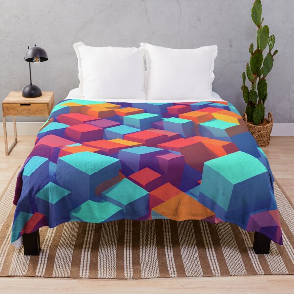 Item preview, 3d rainbow cube abstract art designed and sold by BubbleCrumbs.