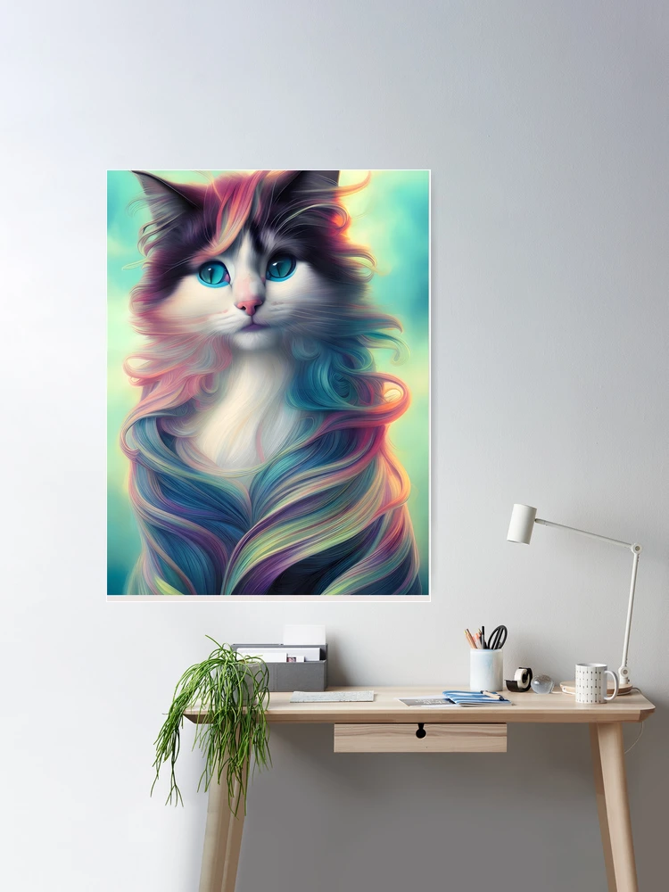 Long Haired Cat by - | Modern Redbubble Poster Art\
