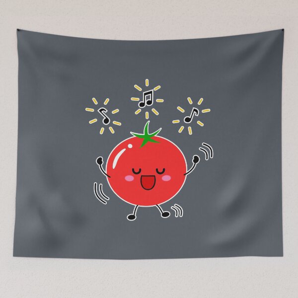 Item preview, Happy dancing tomato (Dark grey BG) designed and sold by mixMixtli.