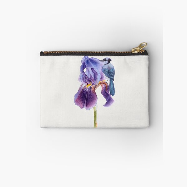 Item preview, Vintage Watercolor Blue Jay and Iris Flower designed and sold by BohemiWANDERS.