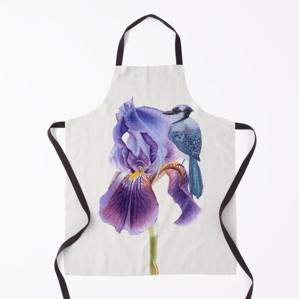 Item preview, Vintage Watercolor Blue Jay and Iris Flower designed and sold by BohemiWANDERS.