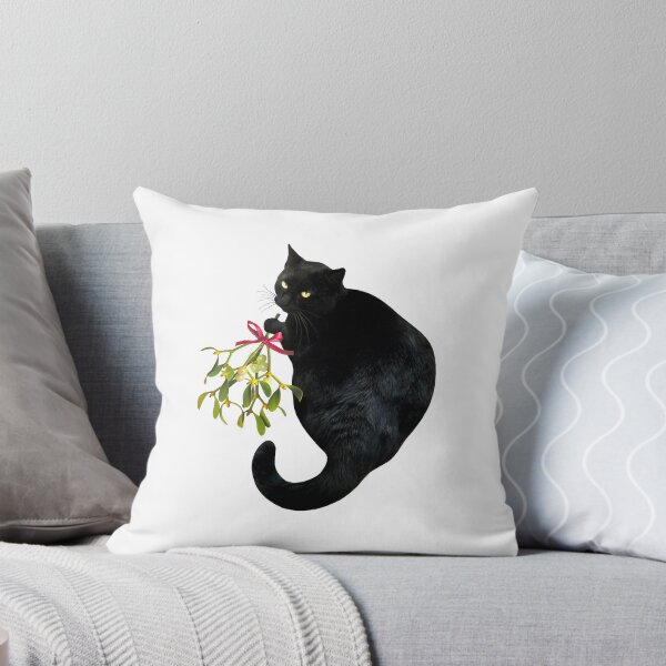 Item preview, Black Cat with Mistletoe designed and sold by catsclips.