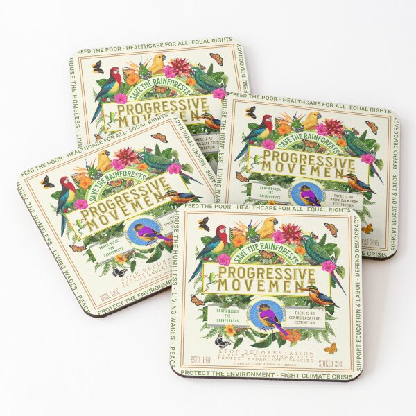 Item preview, PMD00013 Progressive Movement Designs Save the Rainforests birds vintage sign floral botanical colors for progressives designed and sold by ProgressiveLeft.