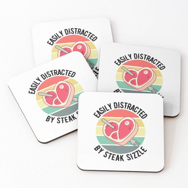 Item preview, Distracted By Steak Sizzle BBQ Beef Love Meat Grillin designed and sold by DadJokeDescript.