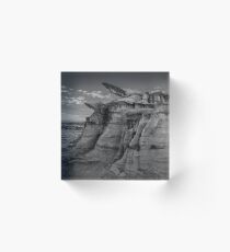 Bisti Badlands in Black and White Acrylic Block