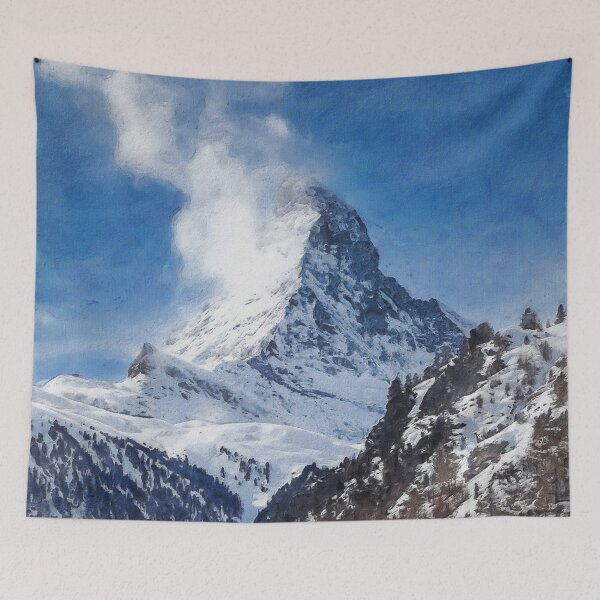 Item preview, Matterhorn Mountain Switzerland Zermatt, European Swiss Alps Mountains, Winter Matterhorn Landscape Oil Paint, Switzerland Highest Peak designed and sold by Paintcorner.