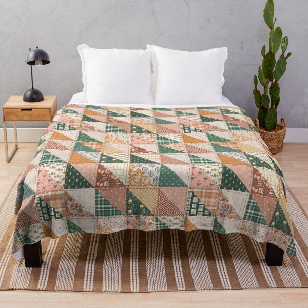 Item preview, Boho Christmas Patchwork Faux Quilt designed and sold by BlossomCreative.